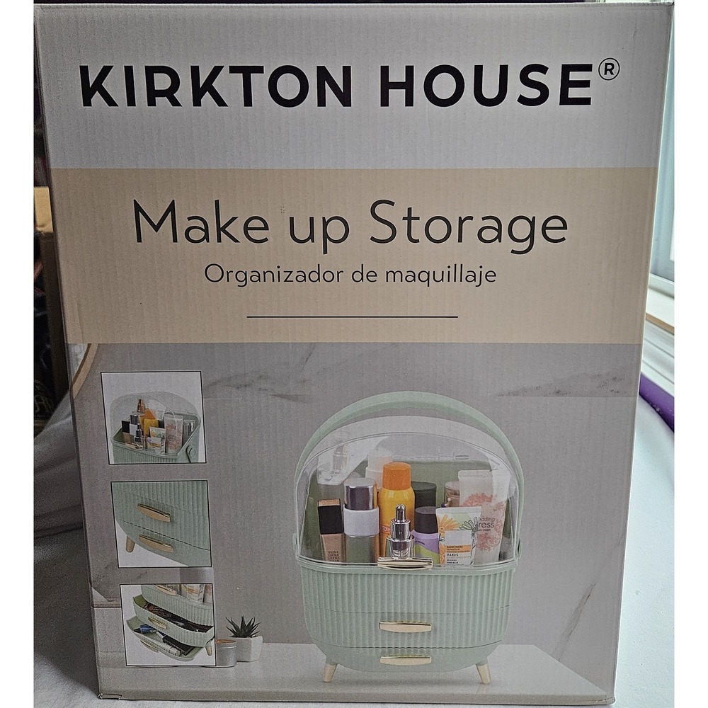 Kirton House Makeup Storage Organizer Case Clear Lid Drawers Vanity Green